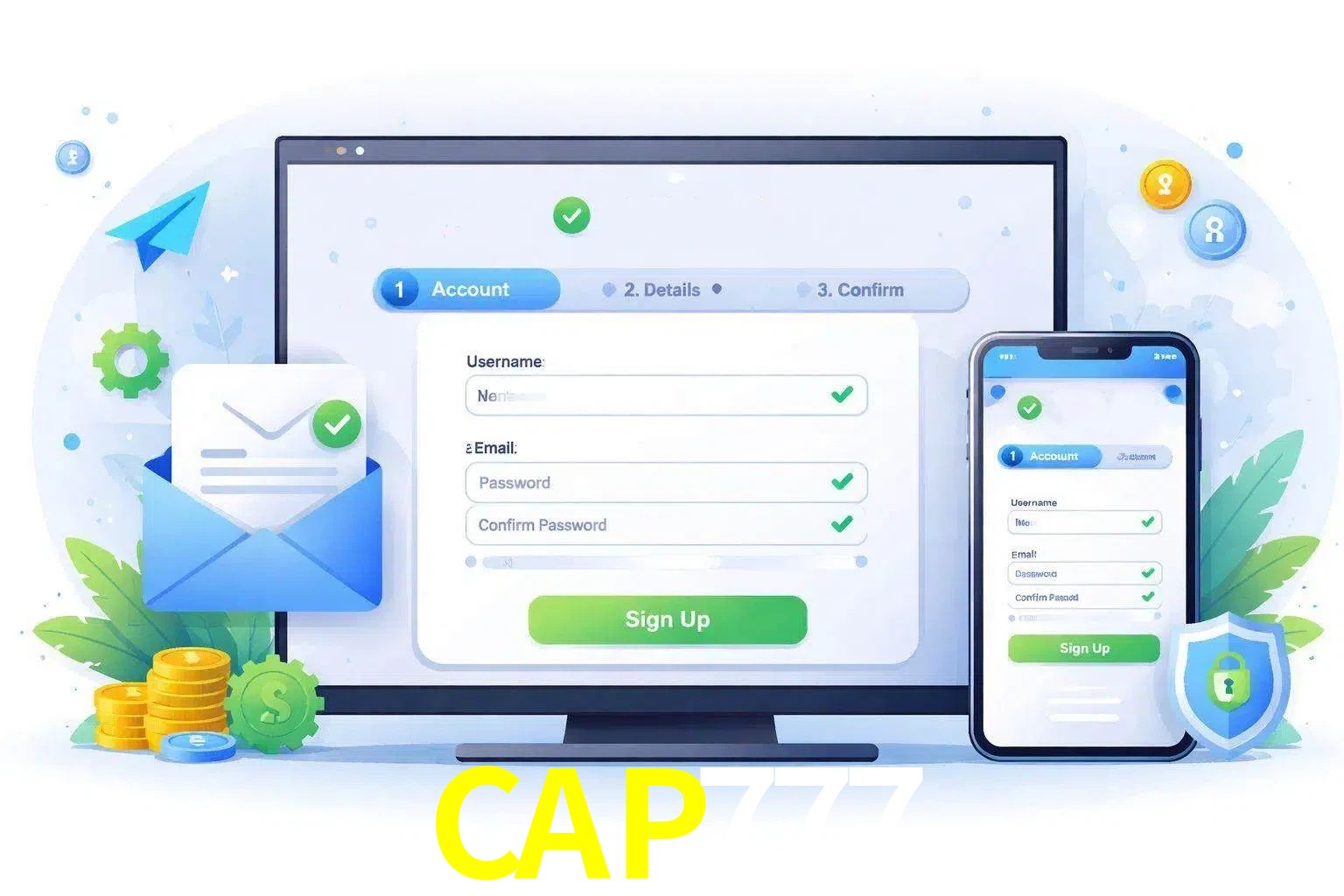 Registro de nuevo usuario y configuración de cuenta CAP777